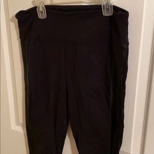 Athleta black leggings with faux leather accent
